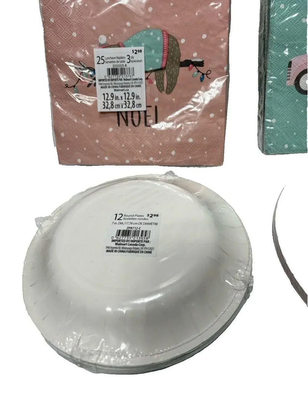 Merry Christmas ,Noel ,Fa La La Lama Napkins & Paper Plates 5pc Lot -New Holiday
